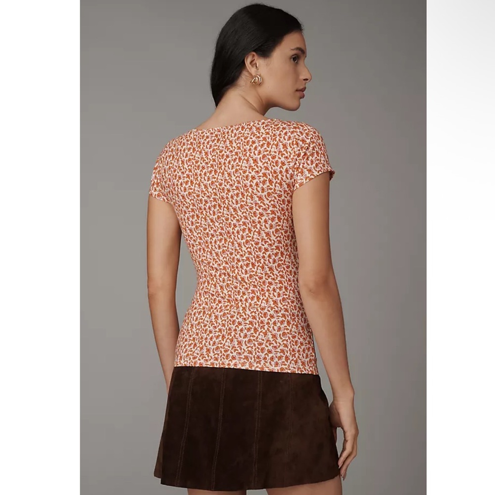 NWT Reformation Bardot Square Neck Knit Anthropologie Top in Mulberry Floral S - Picture 3 of 8